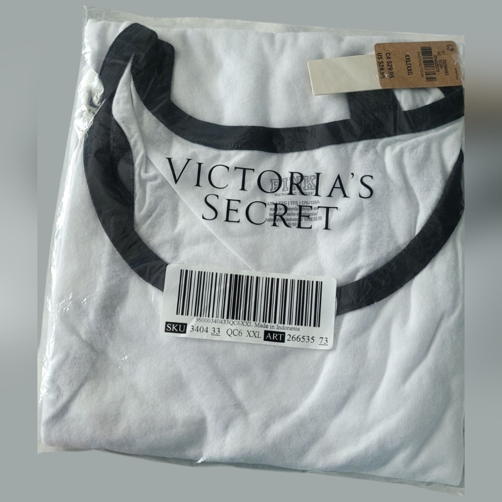 Pink Brand-Sz XXL White Tank Top with Black Trim With Black Dog Logo In Corner. - Picture 5 of 10